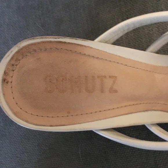 Schutz Felisa‎ Cream Leather Strappy Block Heel Sandals Size 8.5 - Picture 6 of 8